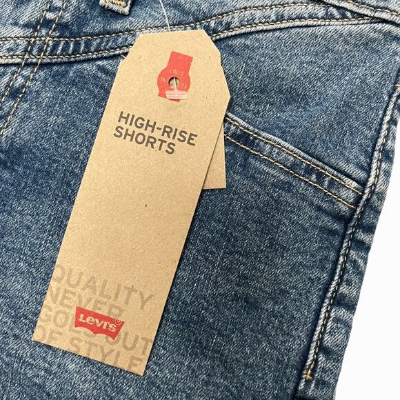 Levi's High Rise Denim Shorts 27 Western Yoke New NWT Stretch Dark Denim Boho - Picture 4 of 5